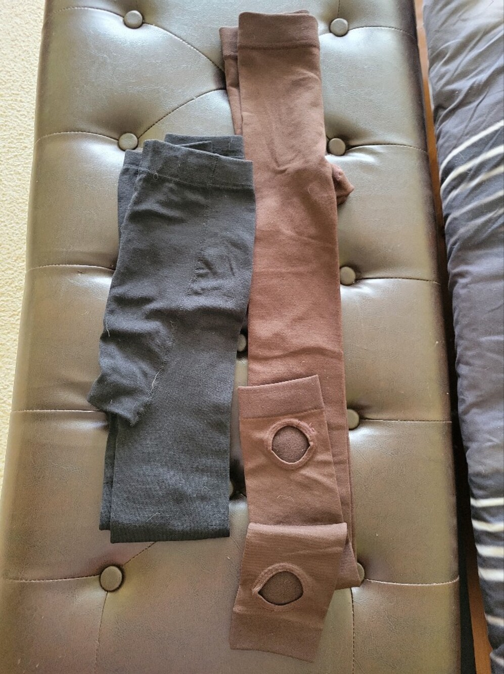 Brown and Gray Knee-High Leg Warmers